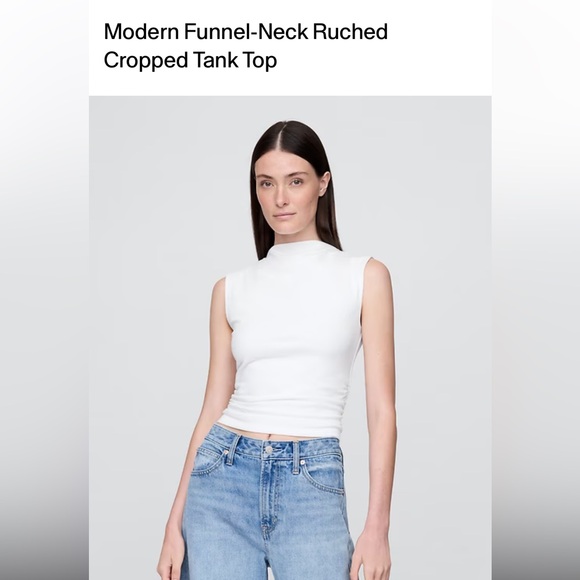 GAP White Sleeveless cropped tan funnel neck - Picture 5 of 5